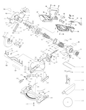 Default Diagram and Parts List for BT1400-AR Type 3 Black and Decker Miter Saw